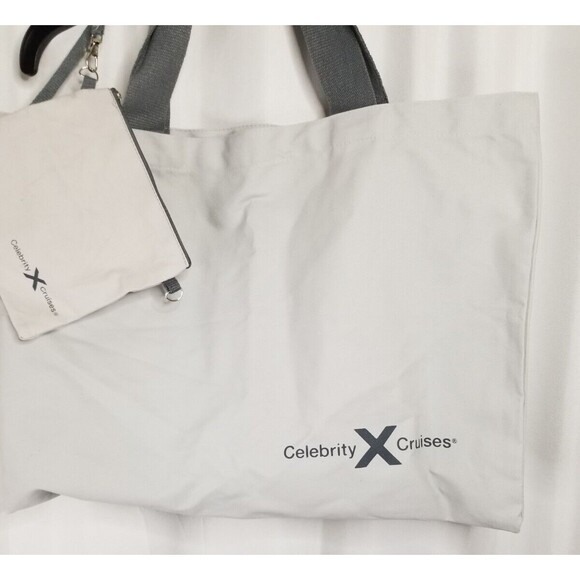 Celebrity Cruise Lines Tote Bag & Pouch Canvas Light Gray Eco-Friendly - Picture 4 of 5